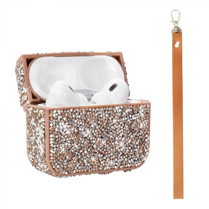 Apple Airpods Pro 2 Lopard Airbag 45 Bilek Askı Aparatlı Simli Şeffaf Kılıf
