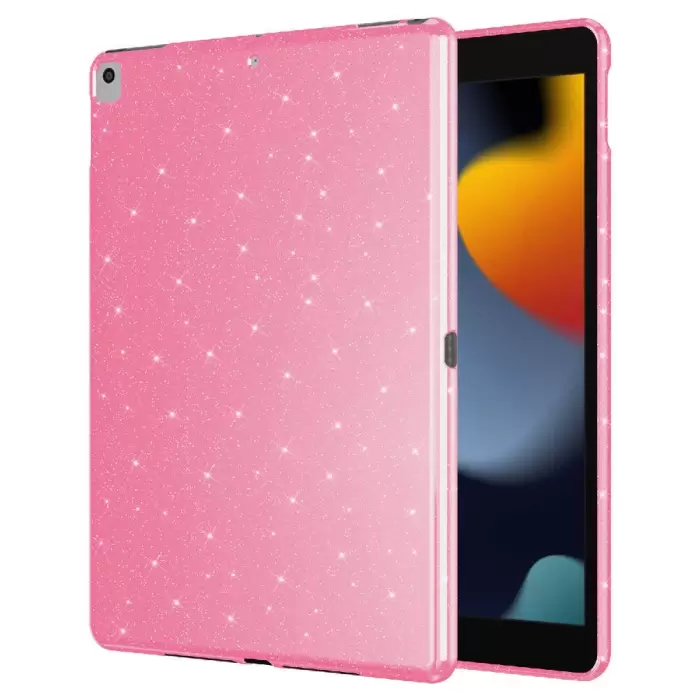 Apple iPad 10.2 2021 (9.Nesil) Simli Parlak Görünümlü Lopard Tablet Koton Kılıf