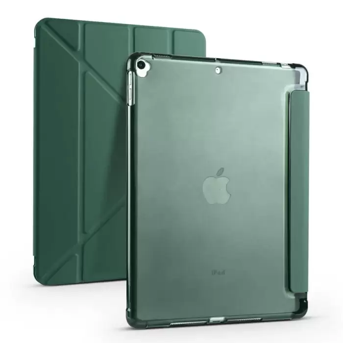 Apple iPad 10.2 (8.Nesil) Kılıf Lopard Tri Folding Kalem Bölmeli Standlı Kılıf