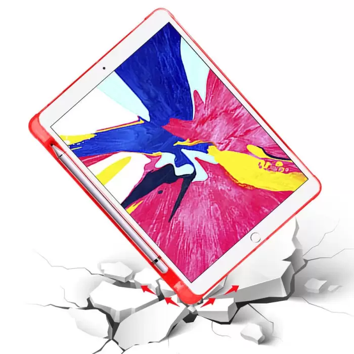 Apple iPad 10.2 (8.Nesil) Kılıf Lopard Tri Folding Kalem Bölmeli Standlı Kılıf