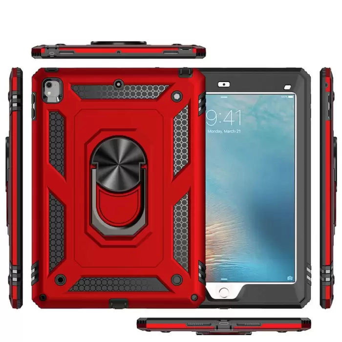 Apple iPad 9.7 2017 (5.Nesil) Kılıf Lopard Tablet Kamera Korumalı Sürgülü Yüzüklü Orjinal Tasarım Armor Vega