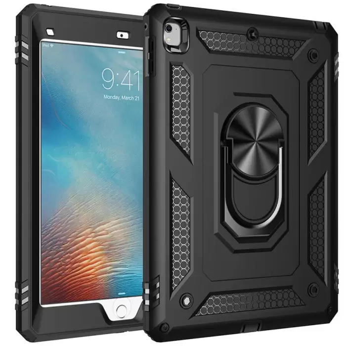 Apple iPad 9.7 2017 (5.Nesil) Kılıf Lopard Tablet Kamera Korumalı Sürgülü Yüzüklü Orjinal Tasarım Armor Vega
