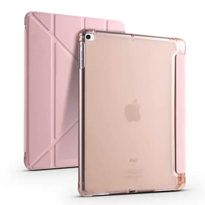 Apple iPad 9.7 2017 (5.Nesil) Kılıf Lopard Tri Folding Kalem Bölmeli Standlı Kılıf