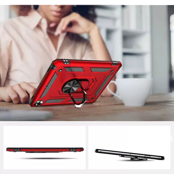 Apple iPad 9.7 2018 (6.Nesil) Kılıf Lopard Tablet Kamera Korumalı Sürgülü Yüzüklü Orjinal Tasarım Armor Vega