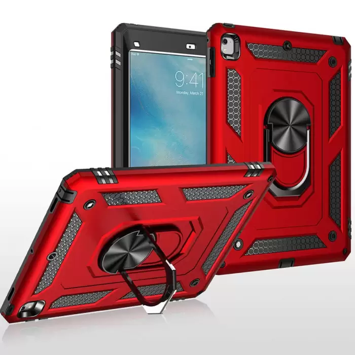Apple iPad 9.7 2018 (6.Nesil) Kılıf Lopard Tablet Kamera Korumalı Sürgülü Yüzüklü Orjinal Tasarım Armor Vega