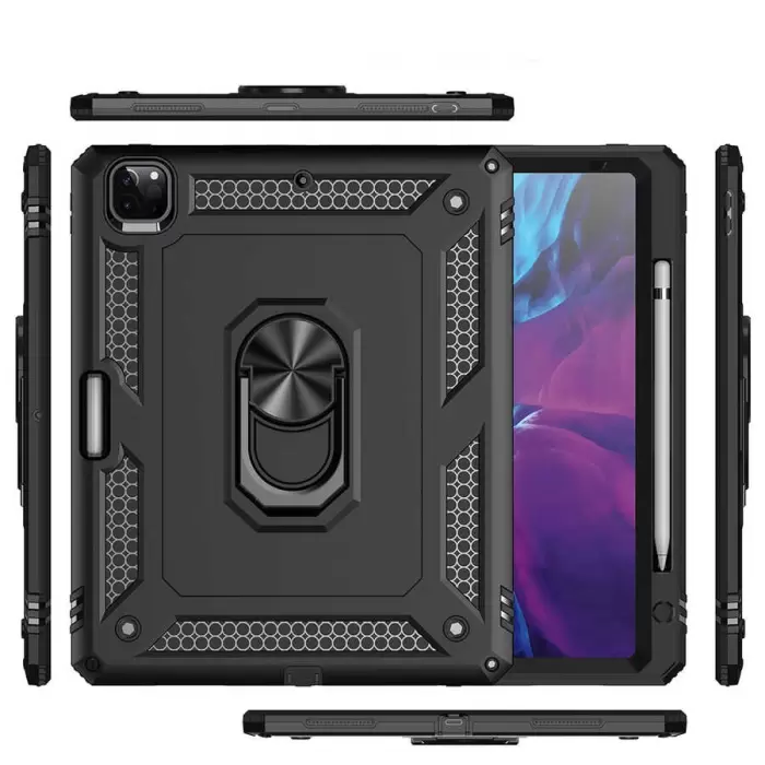 Apple iPad Pro 12.9 2020 (4.Nesil) Kılıf Lopard Tablet Kamera Korumalı Sürgülü Yüzüklü Orjinal Tasarım Armor Vega