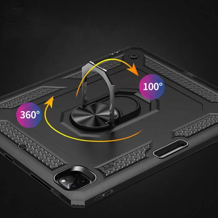 Apple iPad Pro 12.9 2020 (4.Nesil) Kılıf Lopard Tablet Kamera Korumalı Sürgülü Yüzüklü Orjinal Tasarım Armor Vega