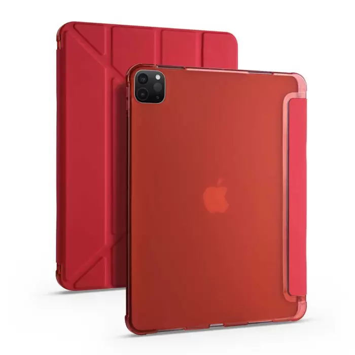 Apple iPad Pro 12.9 2020 (4.Nesil) Kılıf Lopard Tri Folding Kalem Bölmeli Standlı Kılıf