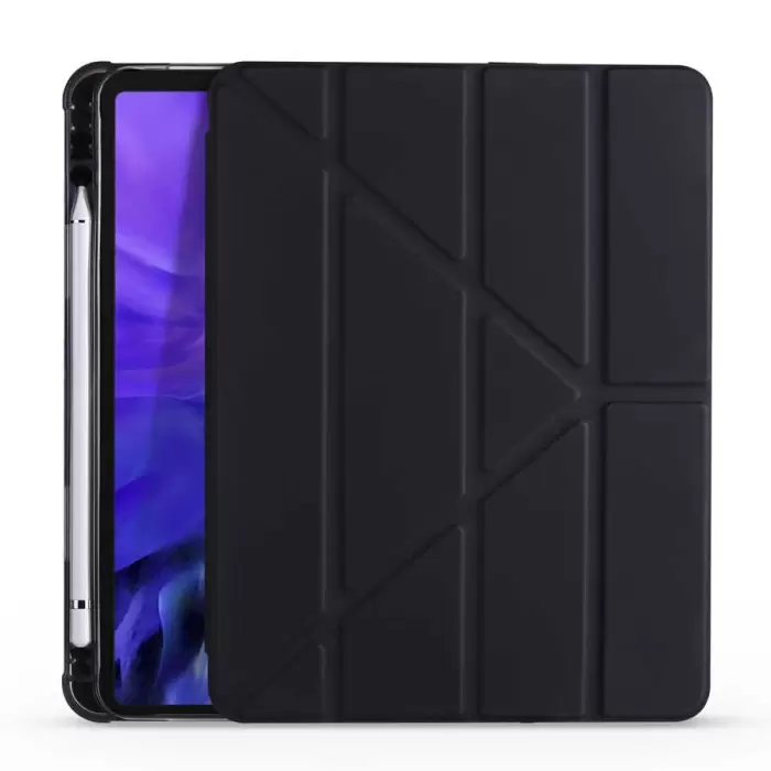 Apple iPad Pro 12.9 2020 (4.Nesil) Kılıf Lopard Tri Folding Kalem Bölmeli Standlı Kılıf