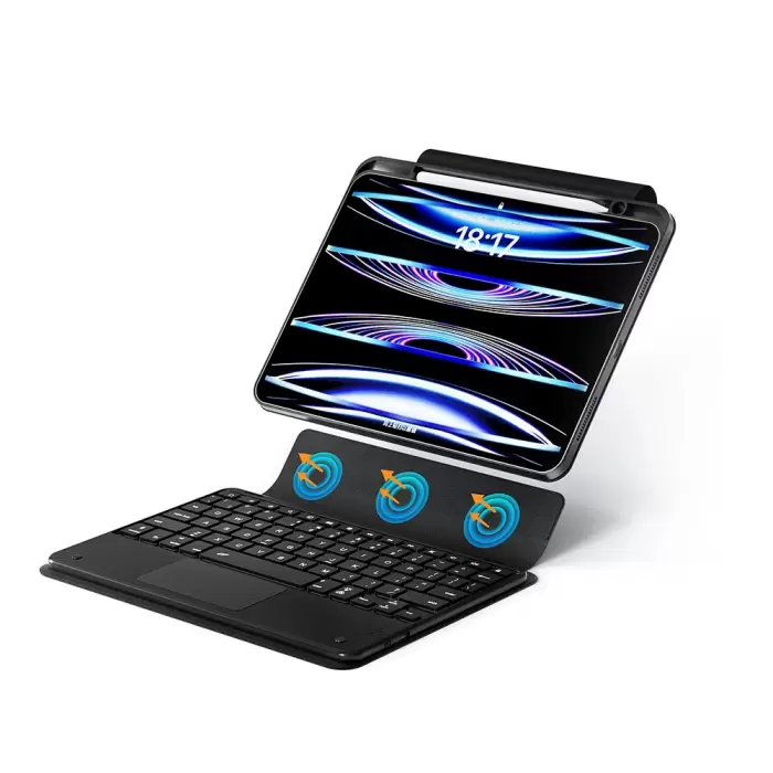 İpad Pro 13 2024  Border Keyboard Bluetooh Bağlantılı Standlı Klavyeli Tablet Kılıfı