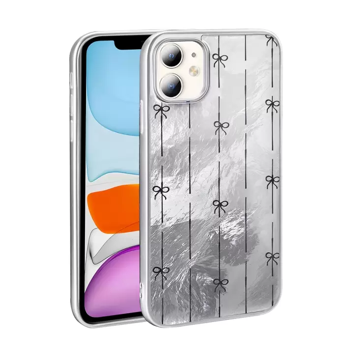 Apple İphone 11 Kılıf Parlak Desenli Silikon Mep Kapak Telefon Kılıfı Leopar-Fiyonk-Geo Desenleriyle