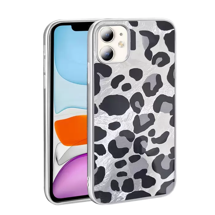 Apple İphone 11 Kılıf Parlak Desenli Silikon Mep Kapak Telefon Kılıfı Leopar-Fiyonk-Geo Desenleriyle