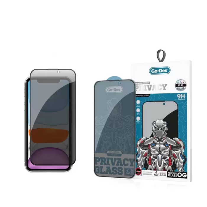 Apple İphone 11 Lopard 9d Full Cover Privacy Temperli Cam Ekran Koruyucu