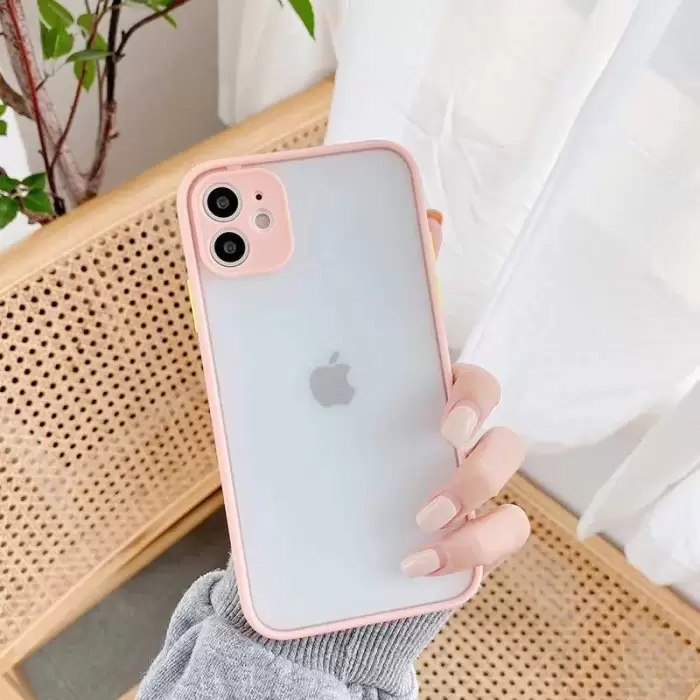Apple iPhone 12 Mini Kılıf Renkli Tuşlu Mat Parmak Izi Yapmaz Kamera Korumalı Sert Silikon Kapak Hux