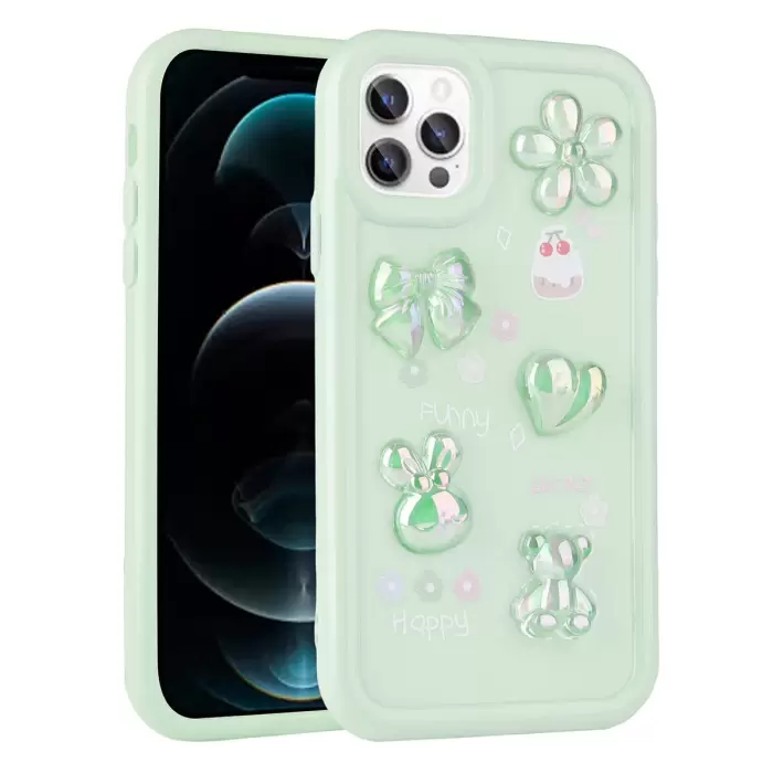 Apple iPhone 12 Pro Max Kılıf Kabartma Figürlü Parlak Lopard Toys Silikon Kapak