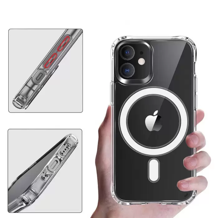 Apple iPhone 12 Pro Max Kılıf Lopard Kılıf Magsafe Şarj Destekli Orjinal Kalite Şeffaf Tacsafe Kapak