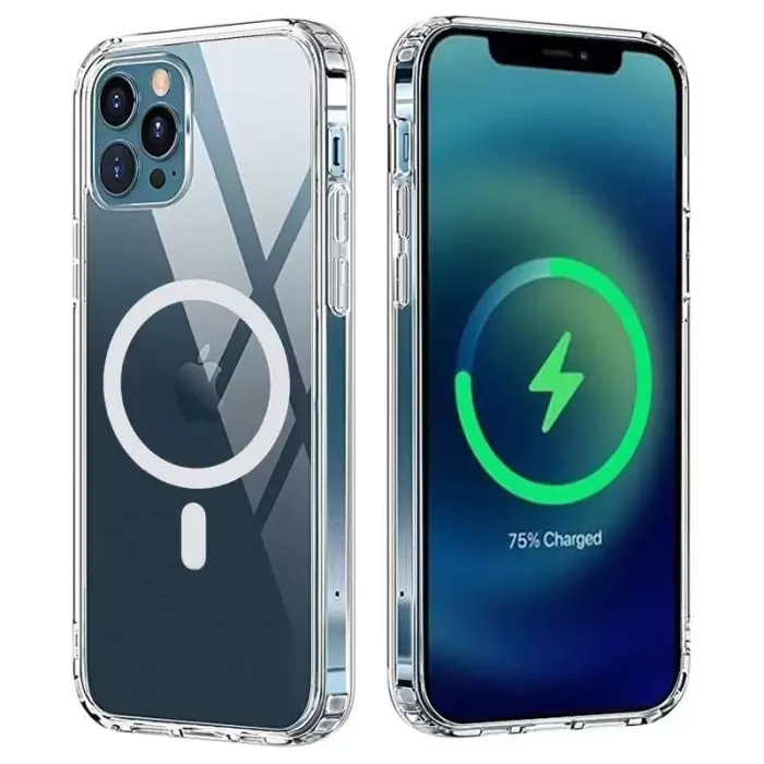 Apple iPhone 12 Pro Max Kılıf Lopard Kılıf Magsafe Şarj Destekli Orjinal Kalite Şeffaf Tacsafe Kapak