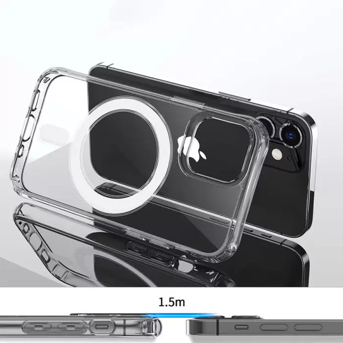 Apple iPhone 12 Pro Max Kılıf Lopard Kılıf Magsafe Şarj Destekli Orjinal Kalite Şeffaf Tacsafe Kapak