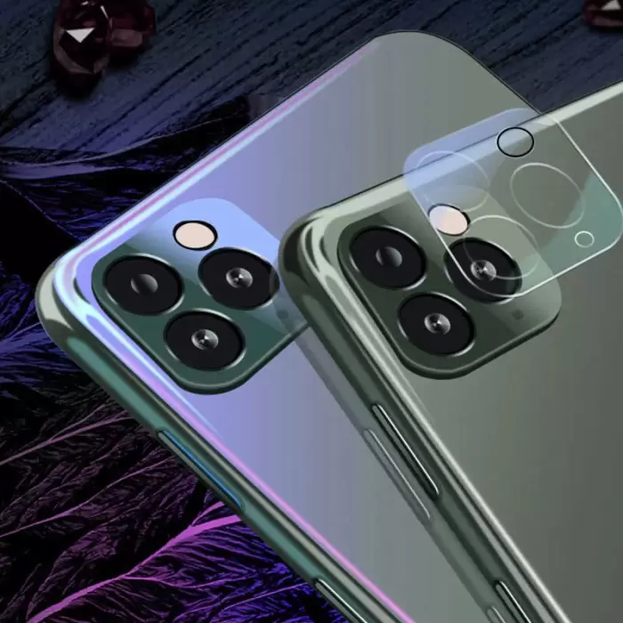 Apple iPhone 12 Pro Max Lopard Lens Koruma Parlak Renkli Kamera Koruyucu Cam Film