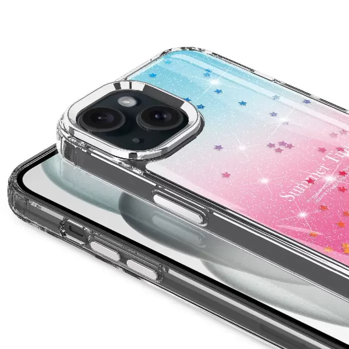 Apple iPhone 13 Kılıf Simli Desenli Parlak Lopard Task Kapak