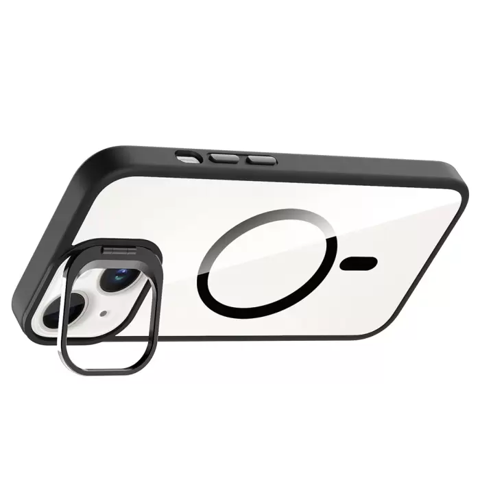 Apple İphone 13 Kılıf Standlı Ve Kamera Lens Hediyeli M-safe Şarj Özellikli Lopard Etro Kapak