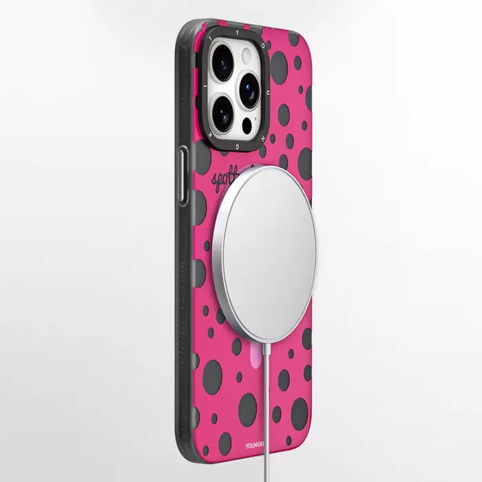 Apple İphone 13 Pro Kılıf Magsafe Şarj  Polka Dot Desenli Youngkit Spots Series Kapak