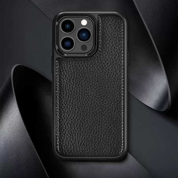 Apple İphone 13 Pro Kılıf Wiwu Genuine Leather Plastic Calfskin Orjinal Deri Kapak