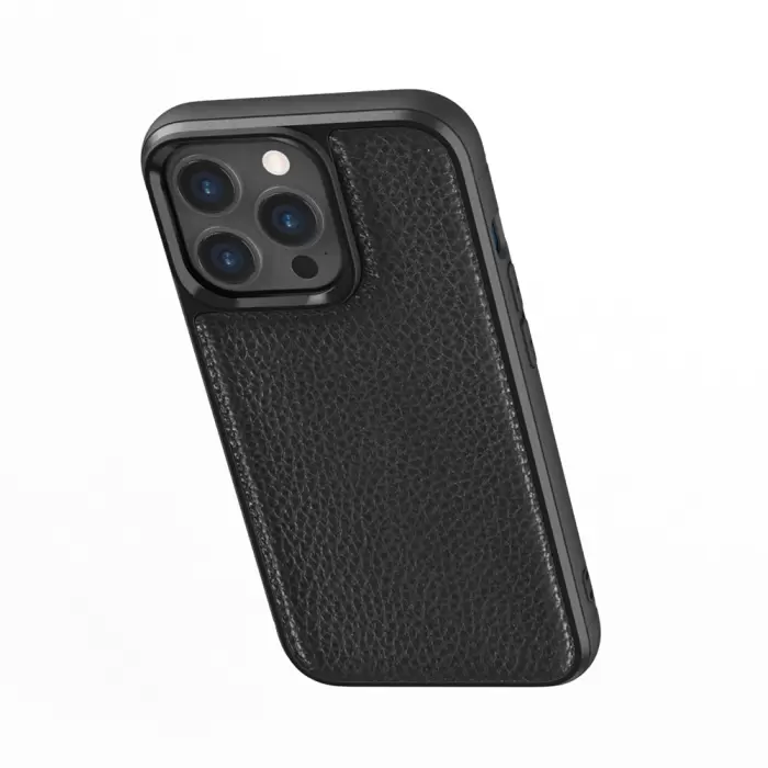 Apple İphone 13 Pro Kılıf Wiwu Genuine Leather Plastic Calfskin Orjinal Deri Kapak