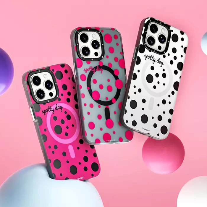 Apple İphone 13 Pro Max Kılıf Magsafe Şarj  Polka Dot Desenli Youngkit Spots Series Kapak