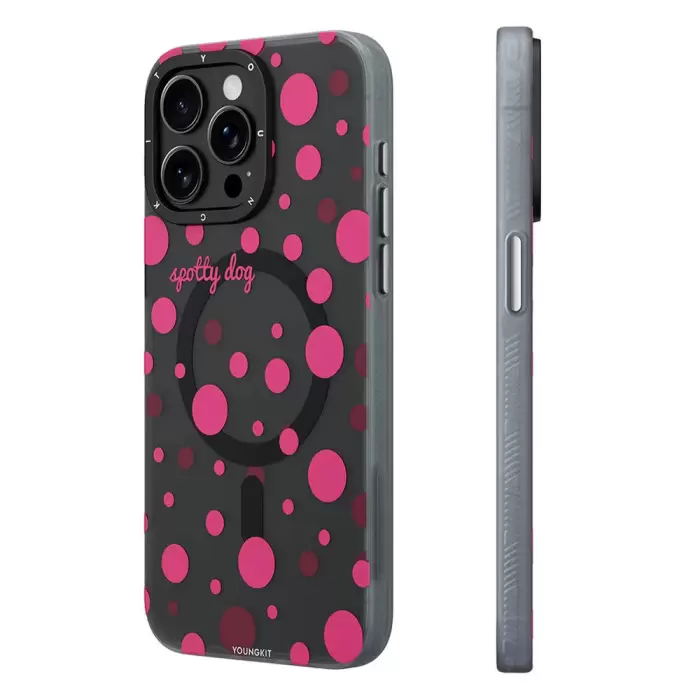 Apple İphone 13 Pro Max Kılıf Magsafe Şarj  Polka Dot Desenli Youngkit Spots Series Kapak