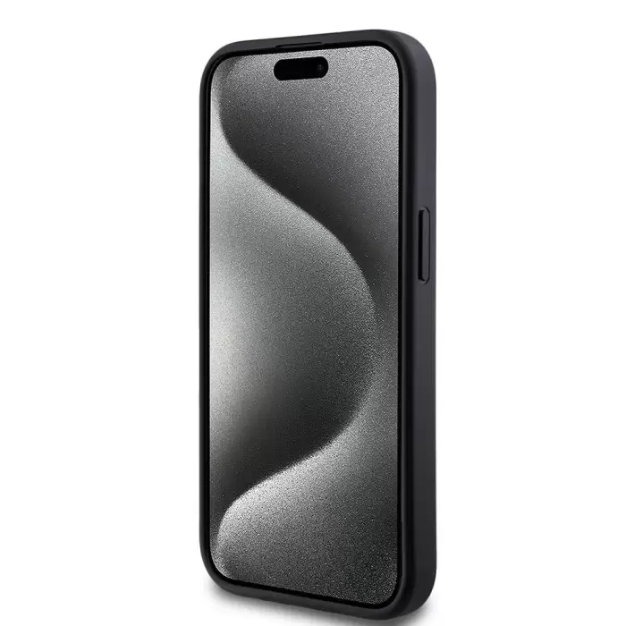 Apple İphone 14 Kılıf Guess Magsafe Şarj Özellikli Pu Deri Desenli Metal Plaka Logolu Kapak