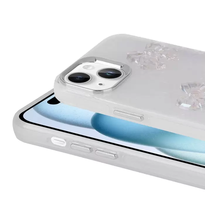 Apple iPhone 14 Kılıf Kabartma Figürlü Parlak Lopard Eralli Silikon Kapak