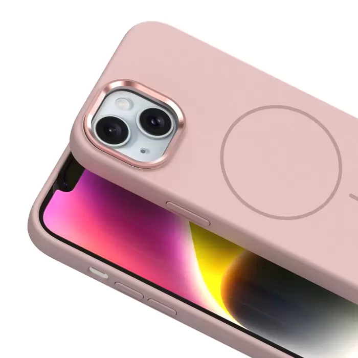 Apple İphone 14 Kılıf M-safe Şarj Özellikli Metal Kamera Çerçeveli Lopard Edi Silikon Kapak