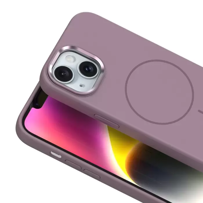 Apple İphone 14 Kılıf M-safe Şarj Özellikli Metal Kamera Çerçeveli Lopard Edi Silikon Kapak