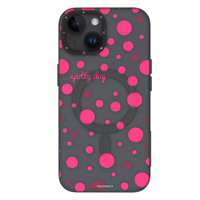 Apple İphone 14 Kılıf Magsafe Şarj  Polka Dot Desenli Youngkit Spots Series Kapak