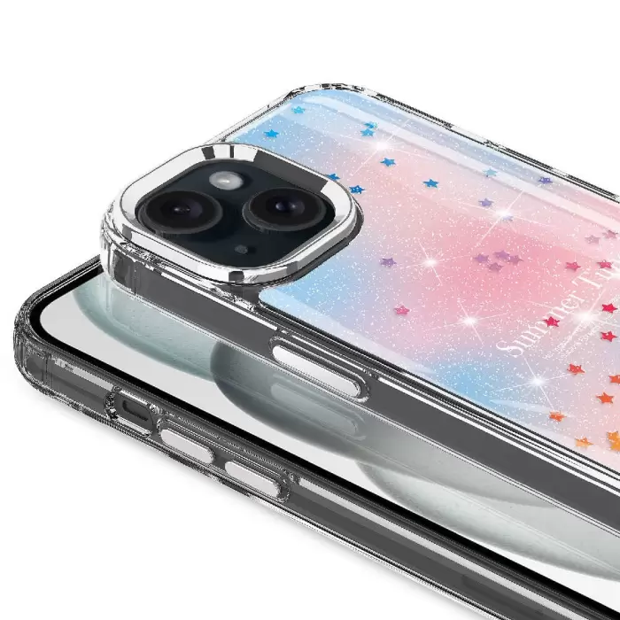 Apple iPhone 14 Kılıf Simli Desenli Parlak Lopard Task Kapak