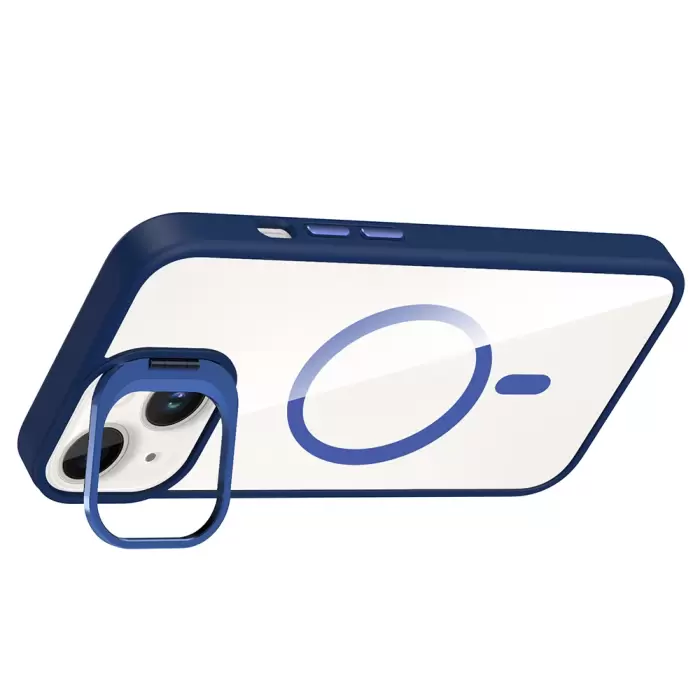 Apple İphone 14 Kılıf Standlı Ve Kamera Lens Hediyeli M-safe Şarj Özellikli Lopard Etro Kapak