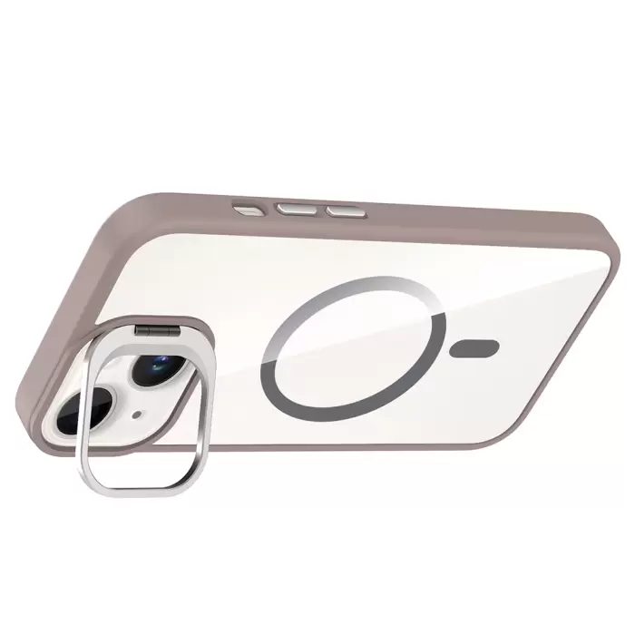 Apple İphone 14 Kılıf Standlı Ve Kamera Lens Hediyeli M-safe Şarj Özellikli Lopard Etro Kapak
