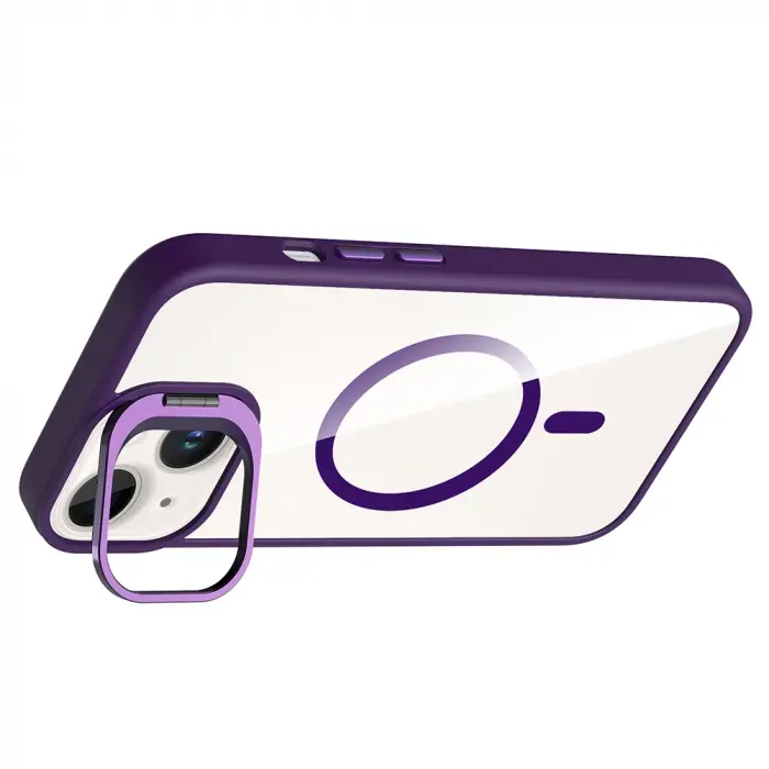 Apple İphone 14 Kılıf Standlı Ve Kamera Lens Hediyeli M-safe Şarj Özellikli Lopard Etro Kapak