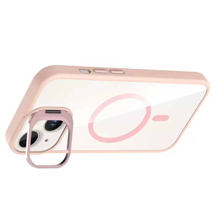 Apple İphone 14 Kılıf Standlı Ve Kamera Lens Hediyeli M-safe Şarj Özellikli Lopard Etro Kapak