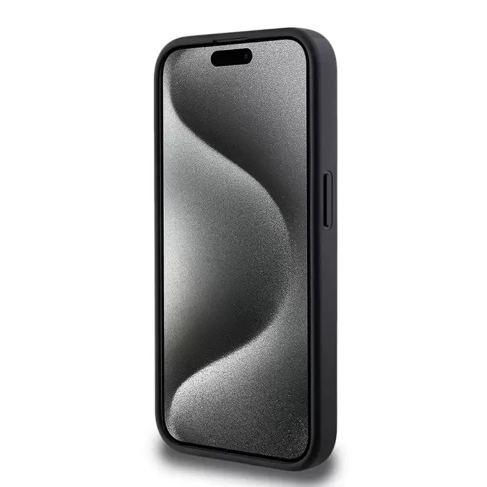 Apple İphone 14 Pro Kılıf Guess Magsafe Şarj Özellikli Pu Deri Desenli Metal Plaka Logolu Kapak