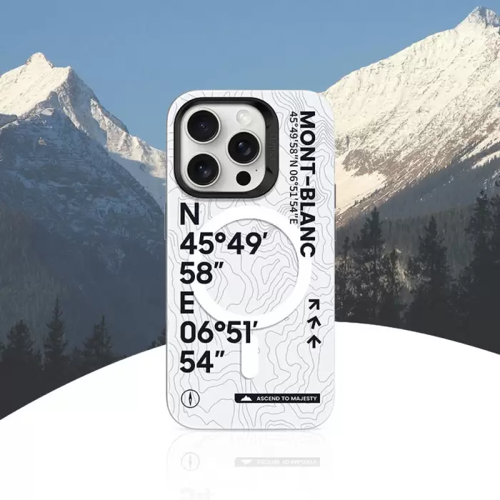 Apple İphone 14 Pro Kılıf Magsafe Şarj  Koordinat Yazı Desenli Benks Summit Series Kapak