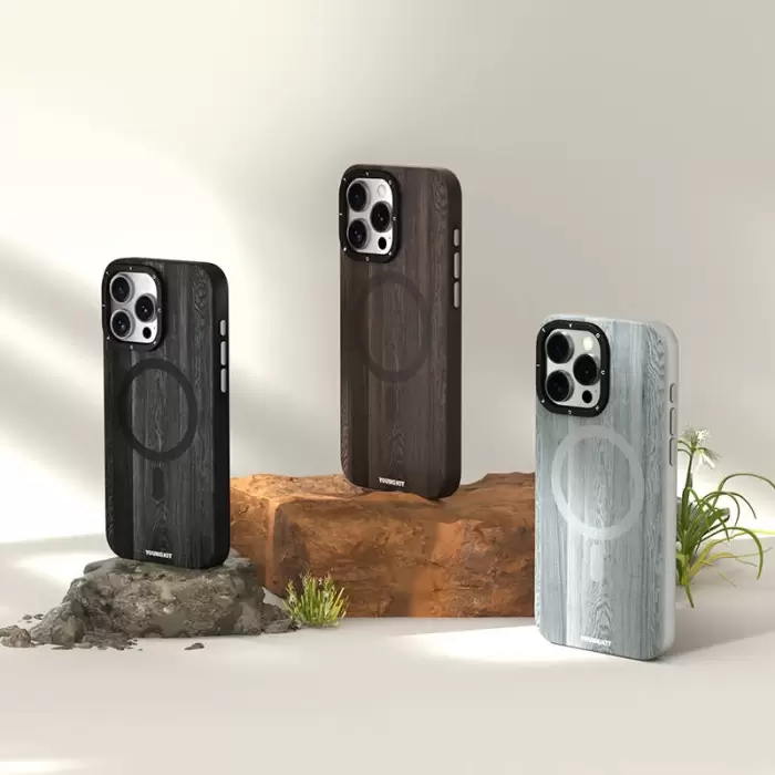 Apple İphone 14 Pro Kılıf Magsafe Şarj  Sararmaya Dayanıklı Youngkit Wood Forest Series Kapak