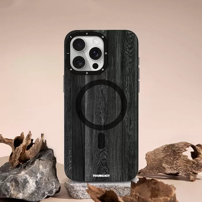 Apple İphone 14 Pro Kılıf Magsafe Şarj  Sararmaya Dayanıklı Youngkit Wood Forest Series Kapak