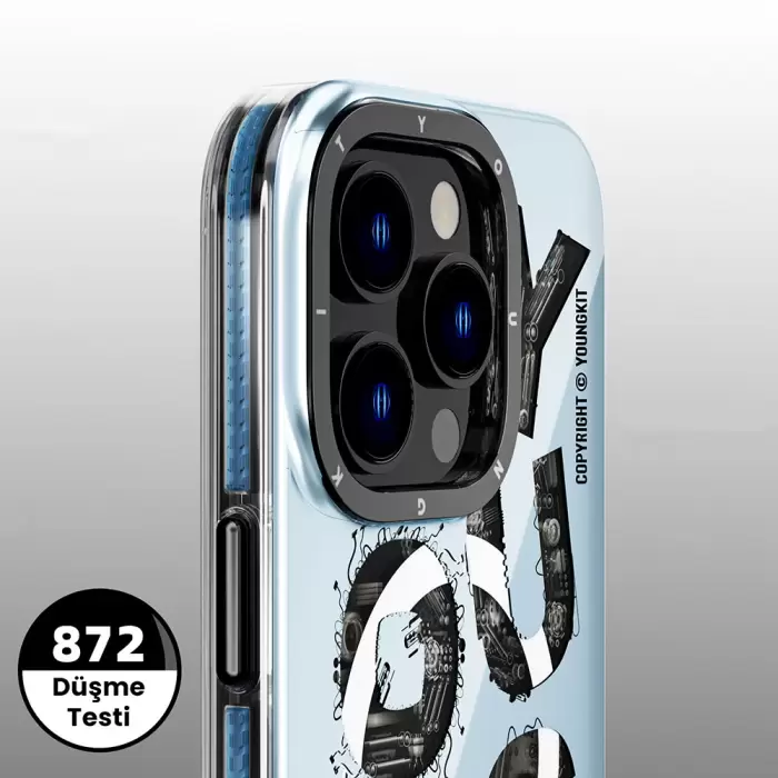 Apple İphone 14 Pro Kılıf Magsafe Şarj Özellikli Yazı Temalı Youngkit Mechanic Serisi Kapak