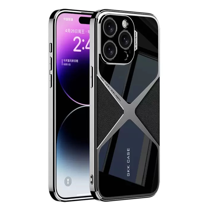 Apple iPhone 14 Pro Kılıf Ultra İnce Kamera Korumalı PC + Deri Arka Yüzey  X-Pro Kapak