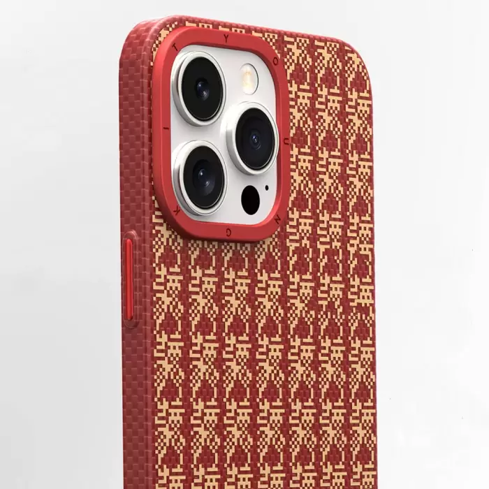 Apple İphone 14 Pro Max Kılıf Magsafe Şarj Özellikli Kevlar 1500d Youngkit Auspicious Loong Serisi Kapak