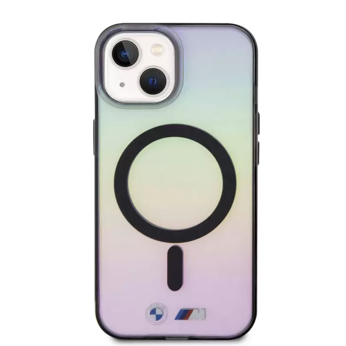 Apple İphone 15 Kılıf Bmw Magsafe Şarj Özellikli Transparan Renk Geçişli Iridescent Orjinal Lisanslı Kapak