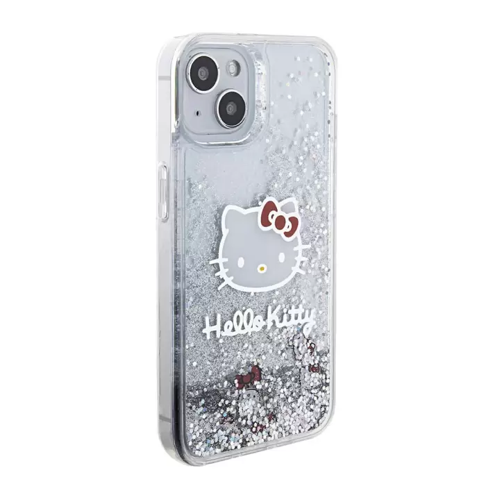 Apple İphone 15 Kılıf Hello Kitty Orjinal Lisanslı İkonik Sıvılı Glitter Kapak