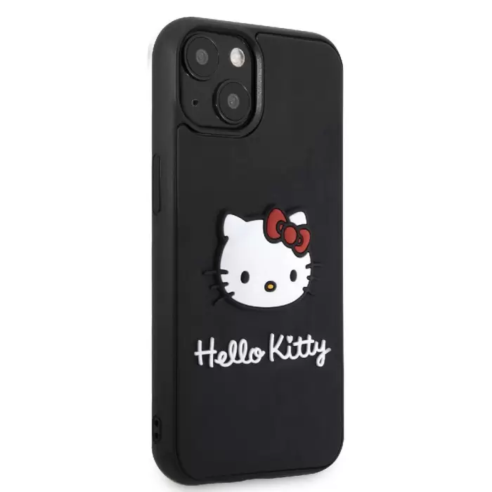 Apple İphone 15 Kılıf Hello Kitty Orjinal Lisanslı Yazı Ve İkonik Logolu 3d Rubber Kitty Head Kapak